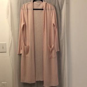 Mudpie light pink long duster sweater - size m/l